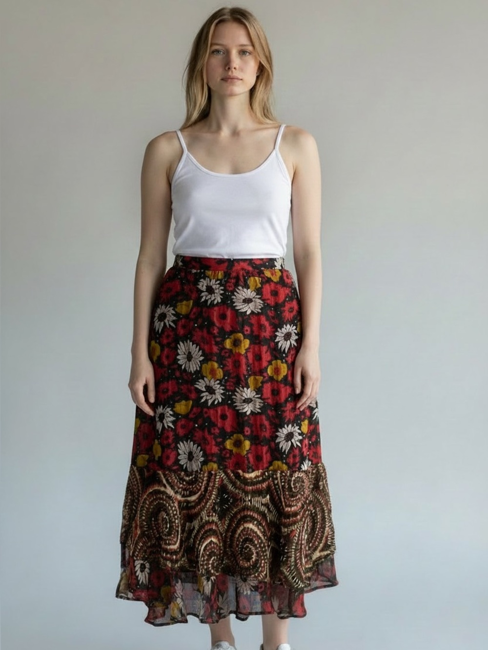 INDIRA | Floral Print Maxi Skirt Sz L